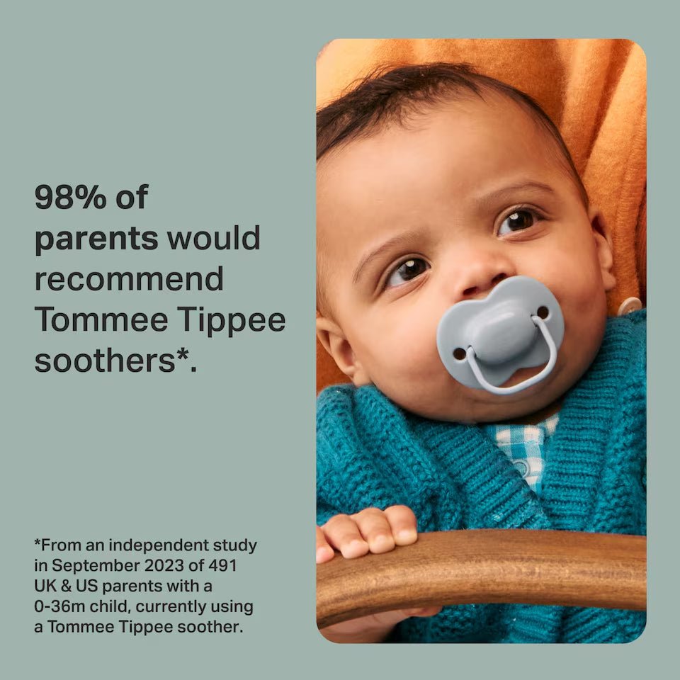 Tommee Tippee Moda Orthodontic Soother – 0–6 Months, 2 Pack (Powder Blue & Mint / White & Beige / White & Pink) - Adenzo Comfies