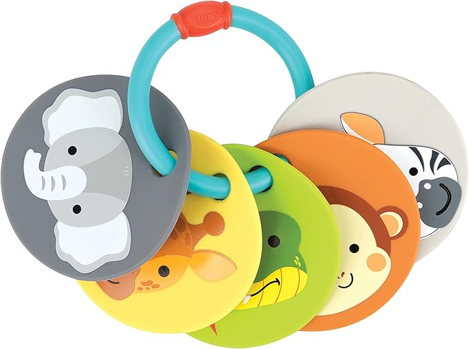 Animal Silicone Teething Flash Cards for Babies – BPA - Free Soft Learning Keys with 5 Animal Cards, Sensory Teether Toy for Fine Motor Skills (6+ Months) - Adenzo Comfies