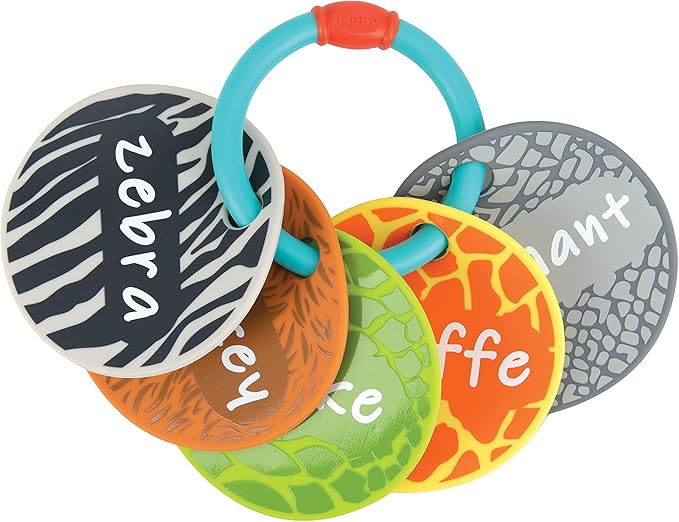 Animal Silicone Teething Flash Cards for Babies – BPA - Free Soft Learning Keys with 5 Animal Cards, Sensory Teether Toy for Fine Motor Skills (6+ Months) - Adenzo Comfies