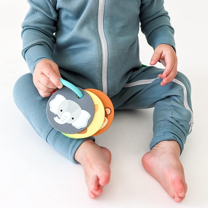 Animal Silicone Teething Flash Cards for Babies – BPA - Free Soft Learning Keys with 5 Animal Cards, Sensory Teether Toy for Fine Motor Skills (6+ Months) - Adenzo Comfies