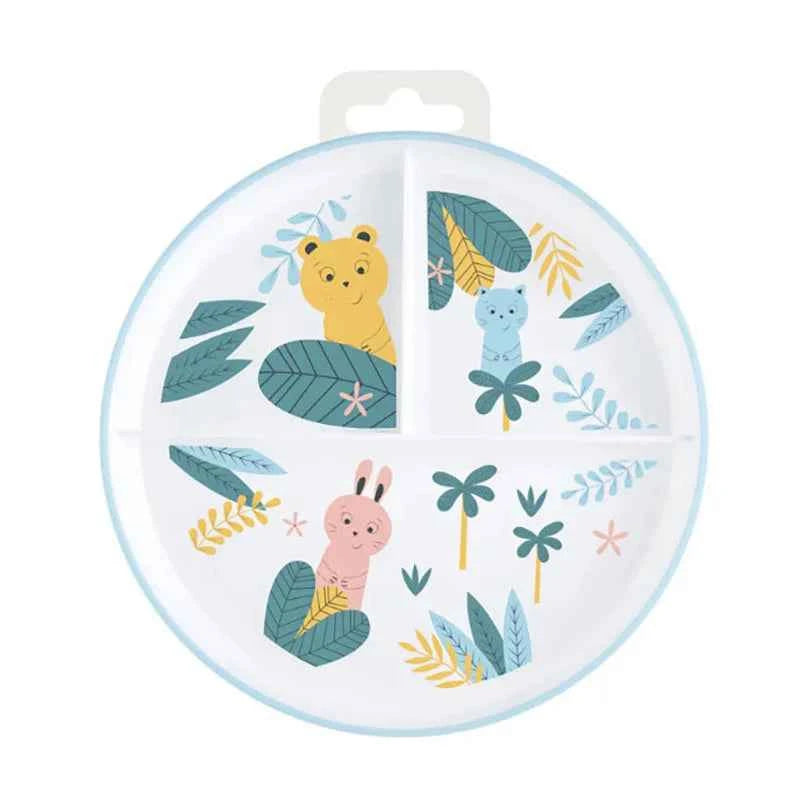 Polypropylene training plate with 3 compartments, blue - BEBE CONFORT.