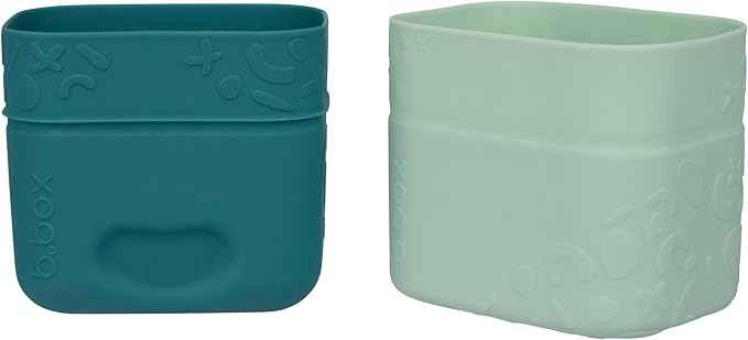 B.box Silicone Snack Cup (2‑Pack) – Forest, 5oz Base + 5.7oz Lid
