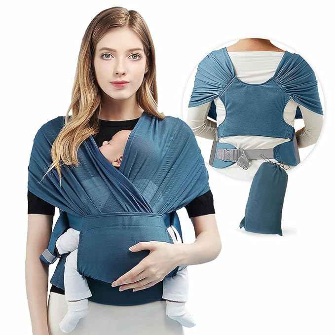 Breathable Baby Wrap Carrier Sling – Adjustable Spandex Mesh Baby Hammock with Buckle Support, Hands-Free Infant Carrier & Nursing Wrap (0–24 Months)