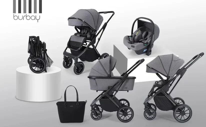 Burbay E77 3 - in - 1 Baby Travel System Stroller with Infant Car Seat & Bassinet – Foldable, Adjustable, All - Terrain Wheels - Adenzo Comfies