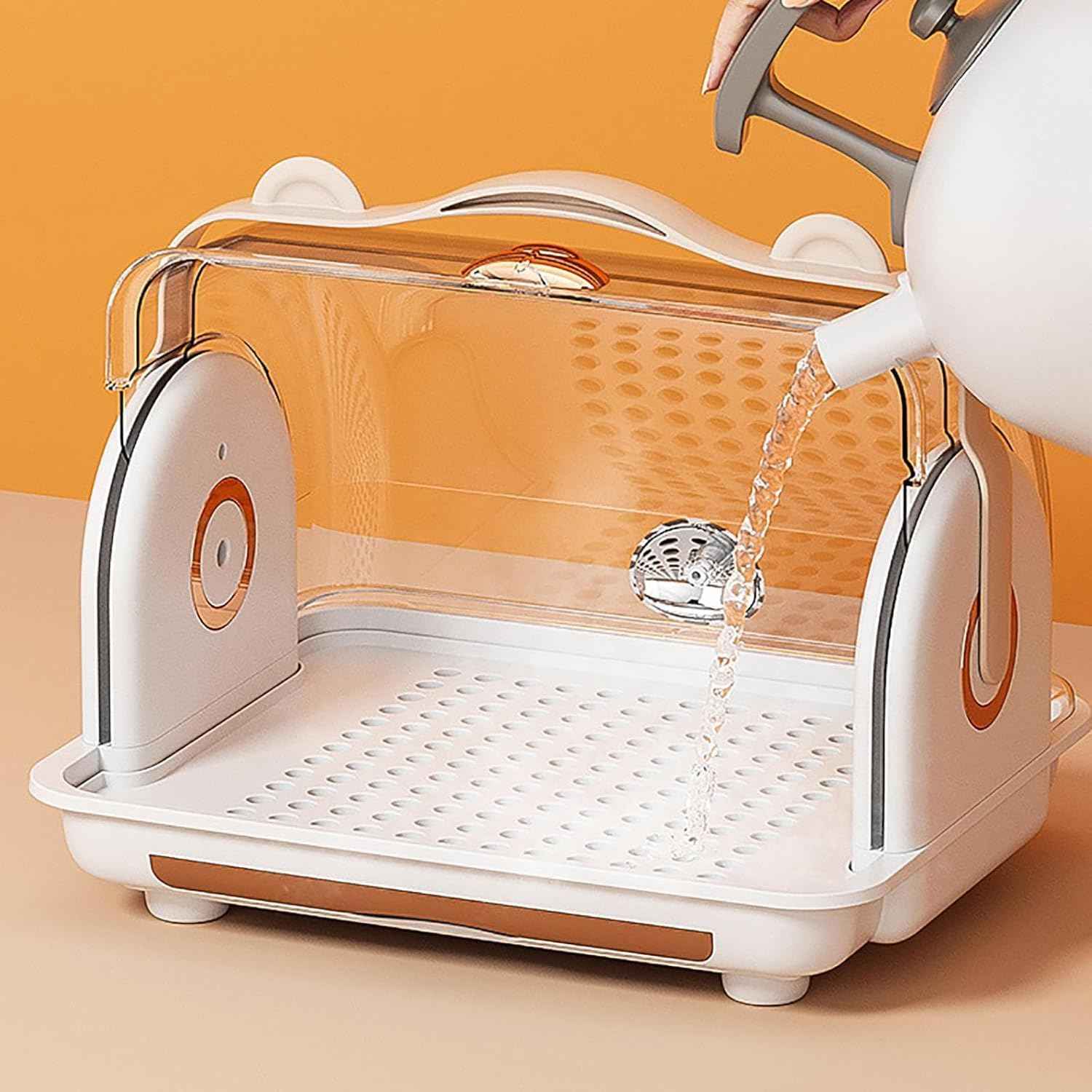 Baby Bottle and Accessories Storage Organizer – Portable Drying Rack with 6 Bottle Holders, 4 Teat Holders, Removable PP Cover & Multipurpose Storage