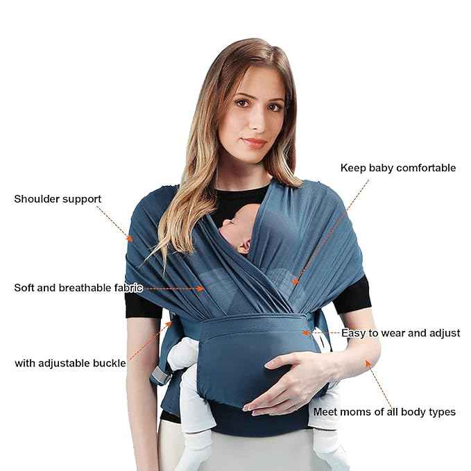 Breathable Baby Wrap Carrier Sling – Adjustable Spandex Mesh Baby Hammock with Buckle Support, Hands-Free Infant Carrier & Nursing Wrap (0–24 Months)