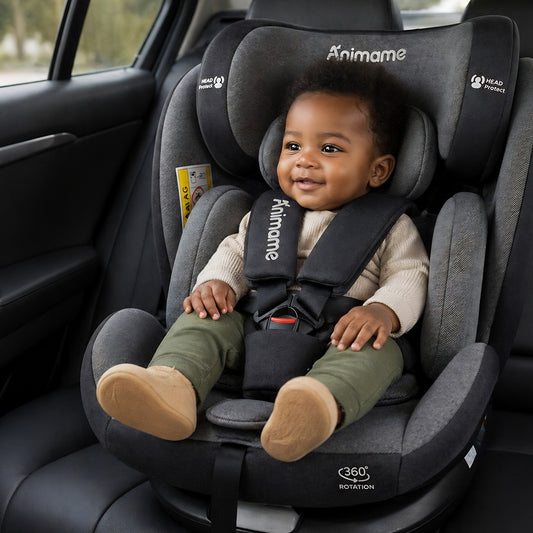 Animame 360° Rotating ISOFIX Car Seat (0–36kg) – All - in - One Adjustable Baby & Child Safety Seat - Adenzo Comfies