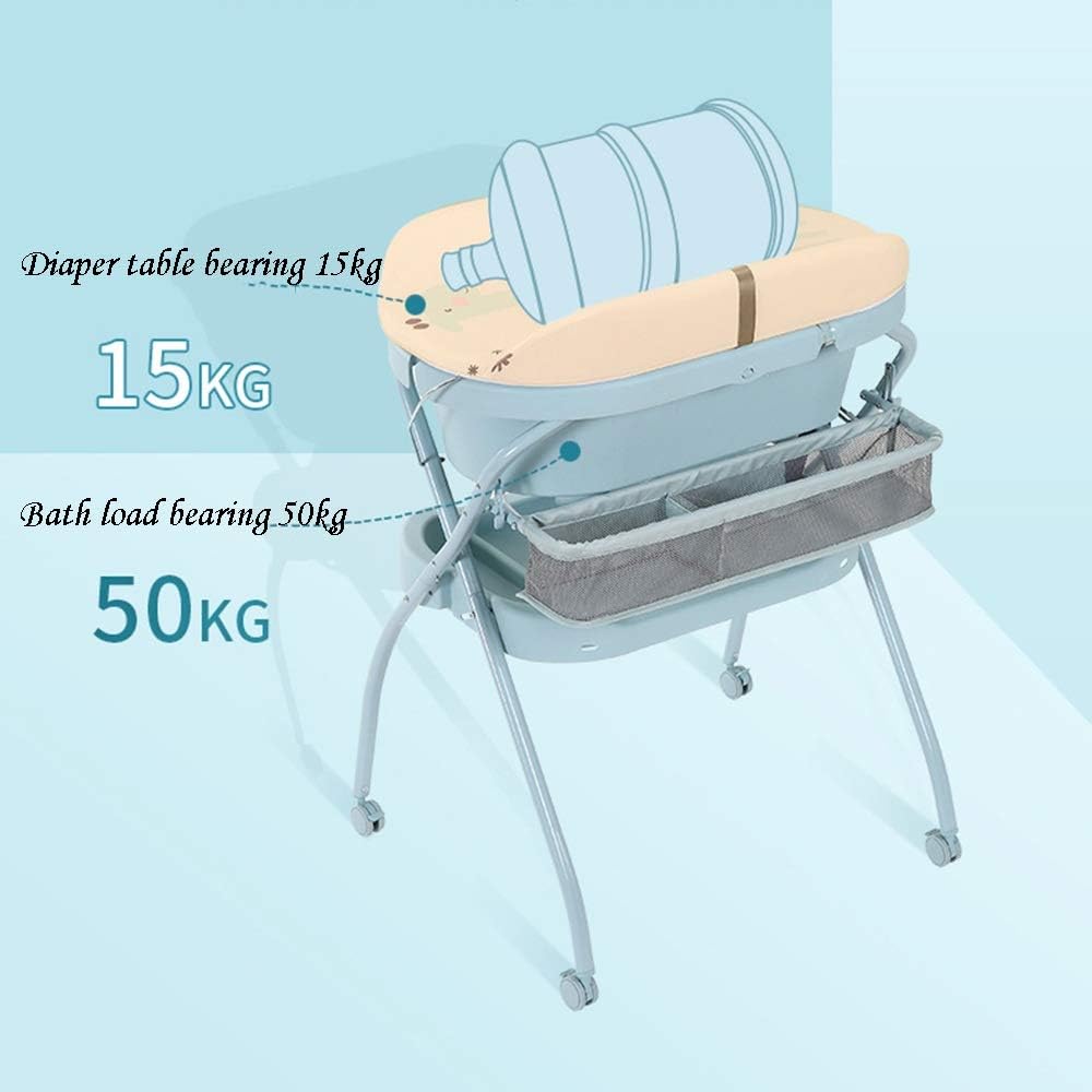 2-in-1 Foldable Baby Changing Table with Bathtub – Portable Diaper Changing Station & Massage Care Table with Storage Shelves for Newborns to Toddlers (0–2 Years) - Adenzo Comfies
