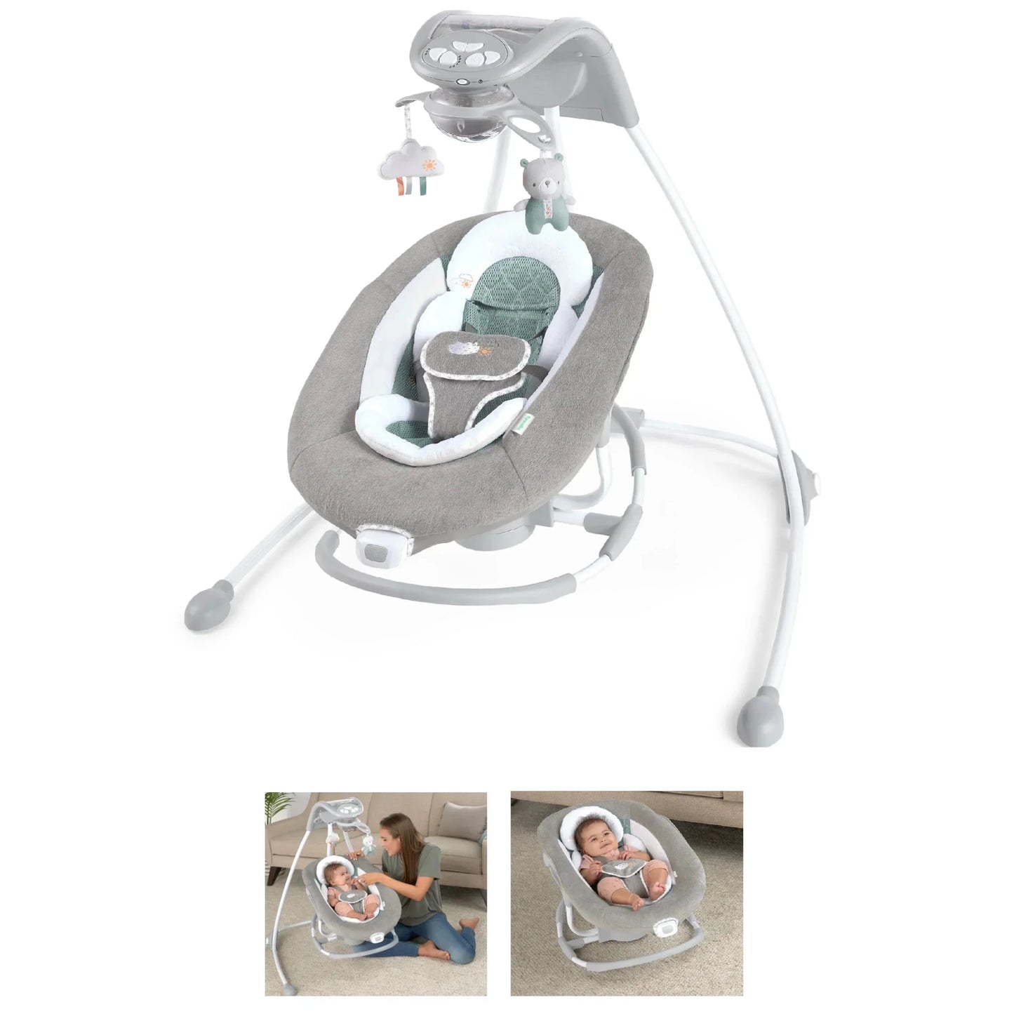 Ingenuity - Inlighten Soothing Electric Swing Cradle Lights Toys and Music - Adenzo Comfies