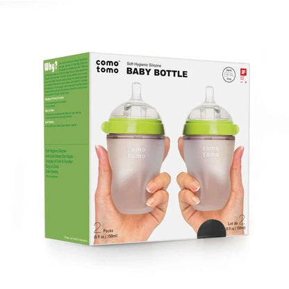 Comotomo 2 pack Baby Bottle, Green/Pink, 150ml/ 250ml, 2-Count - Adenzo Comfies