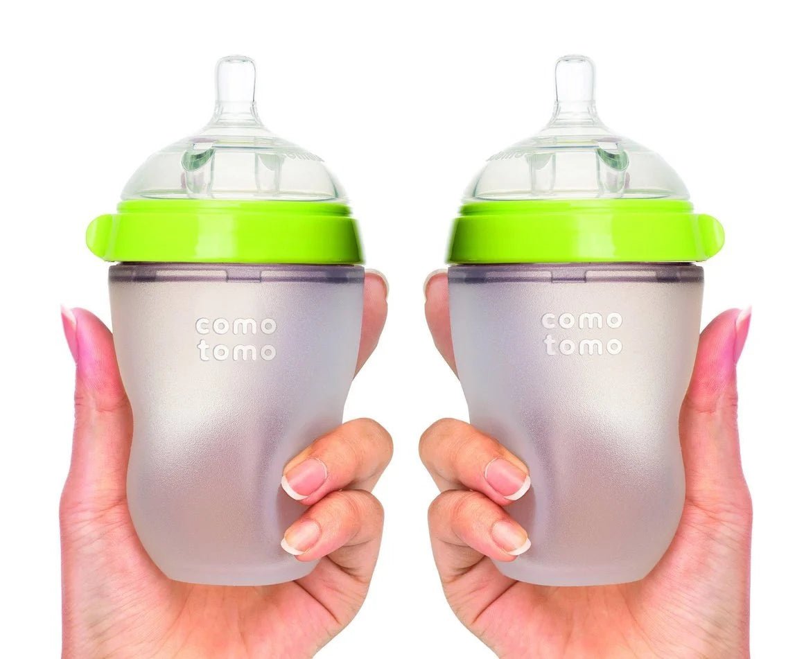 Comotomo 2 pack Baby Bottle, Green/Pink, 150ml/ 250ml, 2-Count - Adenzo Comfies
