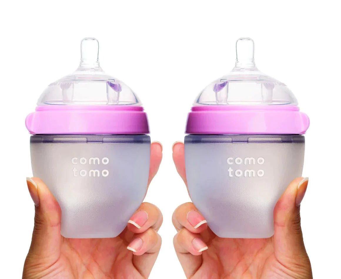 Comotomo 2 pack Baby Bottle, Green/Pink, 150ml/ 250ml, 2-Count - Adenzo Comfies