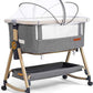 Playkids 3 - in - 1 Baby Bedside Crib with Mattress & Wheels | Adjustable Baby Cot with Mosquito Net, Storage Basket & Travel Bag - Adenzo Comfies