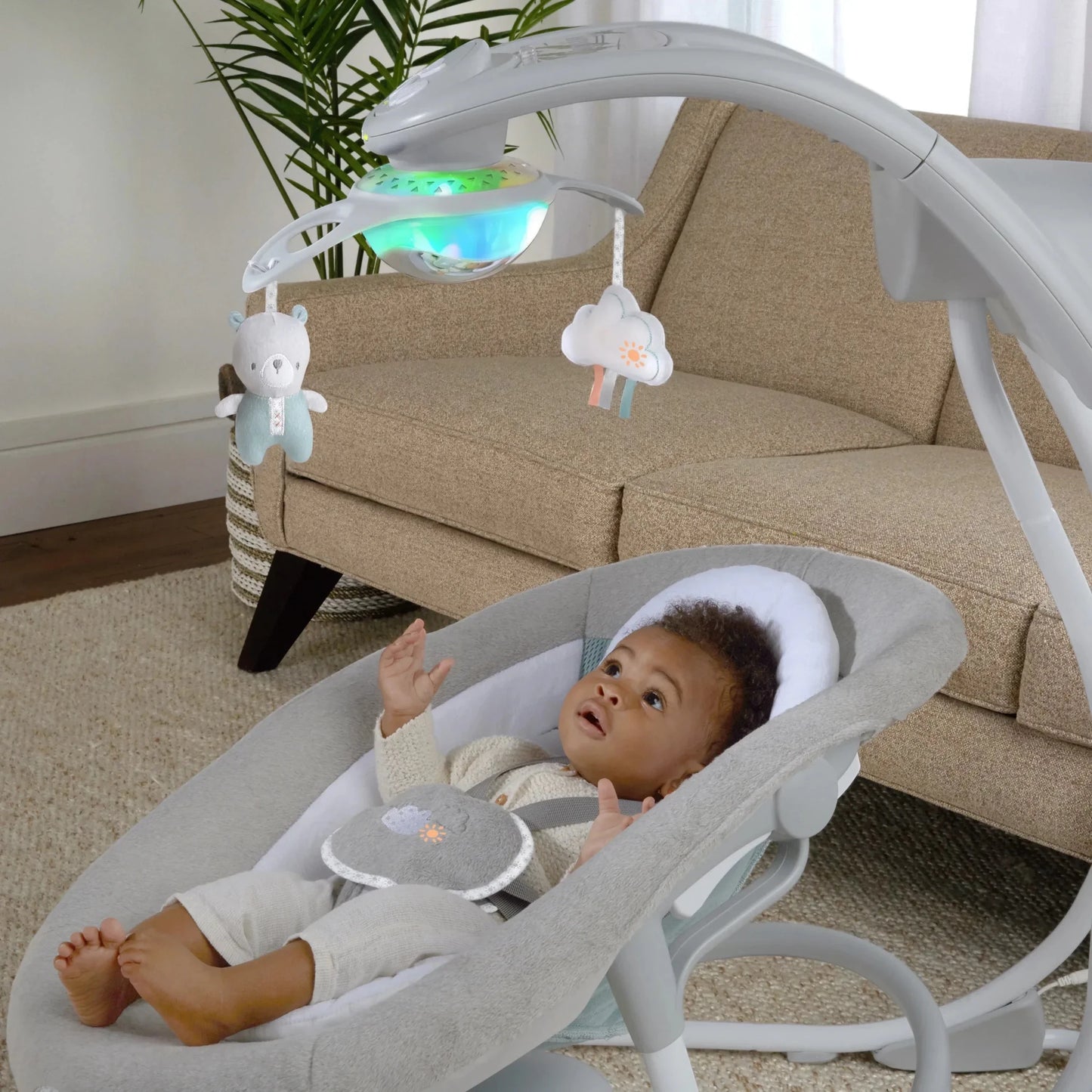 Ingenuity - Inlighten Soothing Electric Swing Cradle Lights Toys and Music - Adenzo Comfies