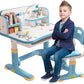 Kids Height Adjustable Study Desk and Chair Set with Drawer – Ergonomic School Table, Widened Desktop, Anti - Slip Legs, Cartoon Design - Adenzo Comfies
