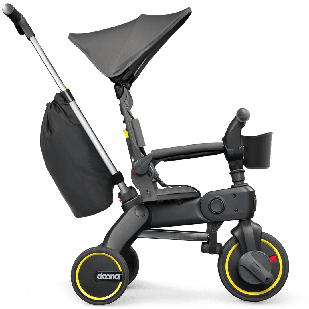 Doona Liki Trike S5 - Premium Foldable Trike for Toddlers, Kids/Baby Tricycle Stroller with Cushion Seat, UPF 50+ Sun Protection & Harness, Parental Control, Ages 10 Months to 3 Years, Midnight,Black - Adenzo Comfies