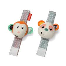 Infantino Panda & Monkey Wrist Rattles – Multicolor (Newborn & Above)