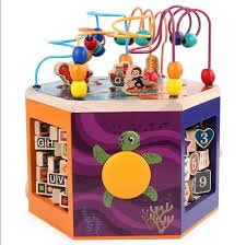 Multi Function 6 Sides Montessori Educational Mini Abacuse Maze Beads Kids Wooden Activity Cube Toy for Children. - Adenzo Comfies