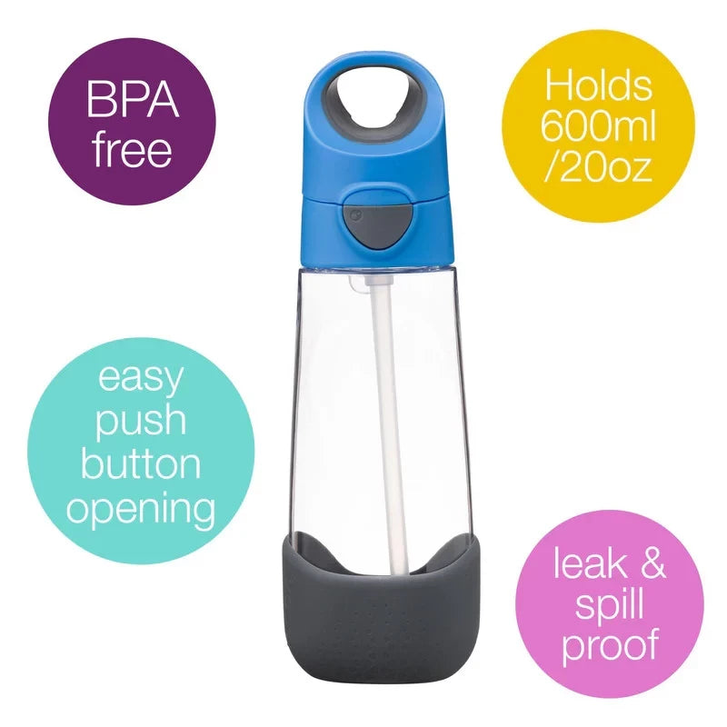 B.Box Tritan Kids Water Bottle 600ml | Leakproof, Easy Grip, Durable Straw Drink Bottle for School & Everyday Use