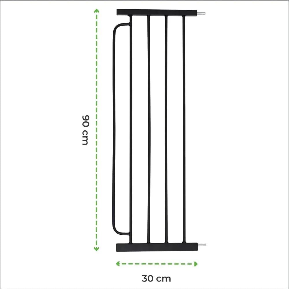 The Moon Brand Secura Baby Safety gate extension - Easy Install - Extra Wide metal extender - Child safety and pet protection - Perfect fit, durable and adjustable width - Ideal for stair Case – Black - Adenzo Comfies