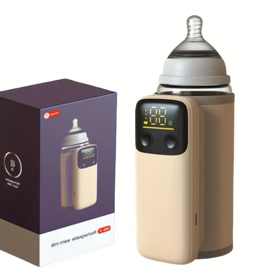 Rechargeable Portable Baby Bottle Warmer with LED Display | 6 Temperature Settings | Travel-Friendly Bottle Heater for Breastmilk & Formula