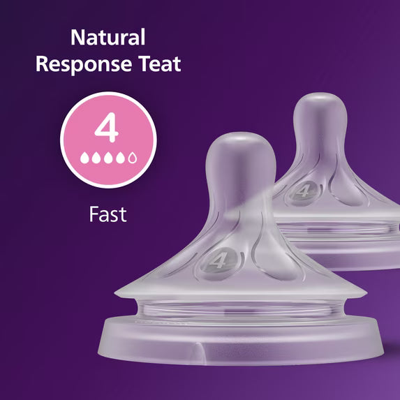 Philips Avent Natural Response Nipples, Fast Flow (Flow 4), 2-Pack, SCY964/02.