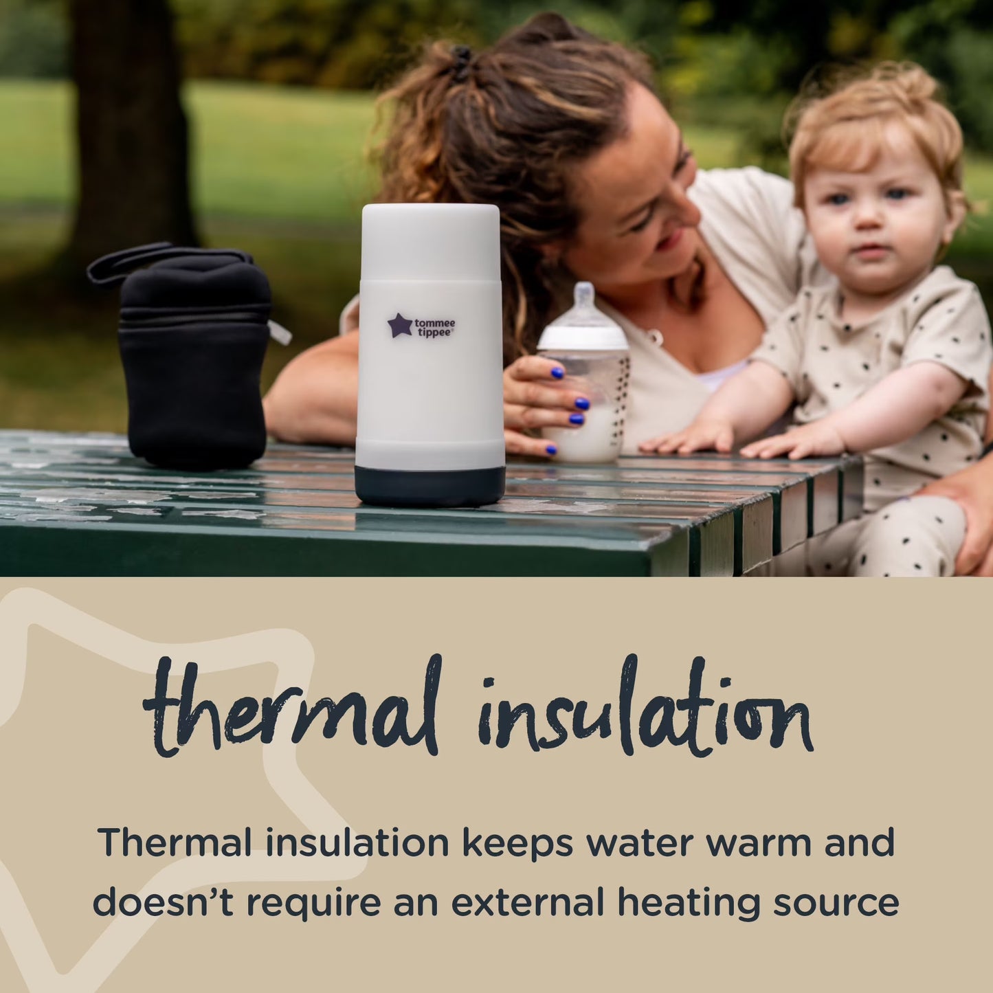 Tommee Tippee Travel Bottle Warmer - Portable Thermal Insulated Baby Food and Bottle Warmer with Leak-Proof Stainless Steel Flask