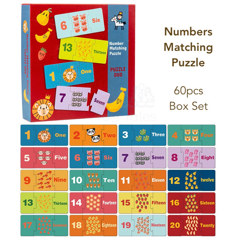 Duo Matching Puzzle for Kids 3 , Number Learning & Animal Recognition Educational Jigsaw Game, Enhances Fine Motor Skills.
