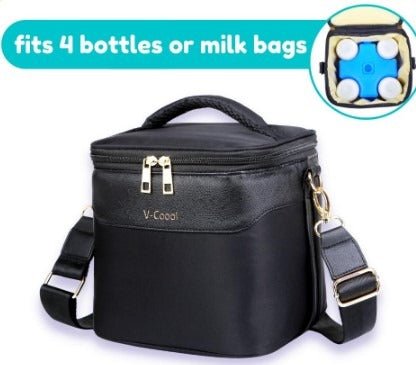 V-Cool Breast Milk Cooler Bag with Ice Packs – Insulated Waterproof Baby Food & Milk Storage Shoulder Bag for Bottles, Storage Bags & Wearable Breast Pumps - Adenzo Comfies
