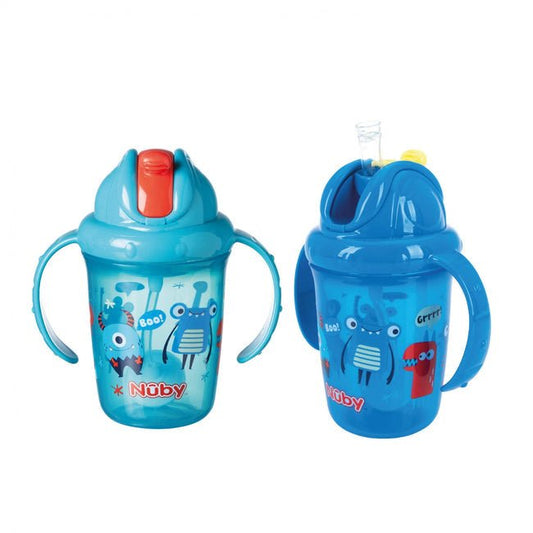 Flip N Sip No - Spill Kids Straw Cup (240ml) – Weighted Straw Silicone Training Cup with Easy - Grip Handles, Sliding Hygiene Lid, BPA - Free Toddler Bottle - Adenzo Comfies