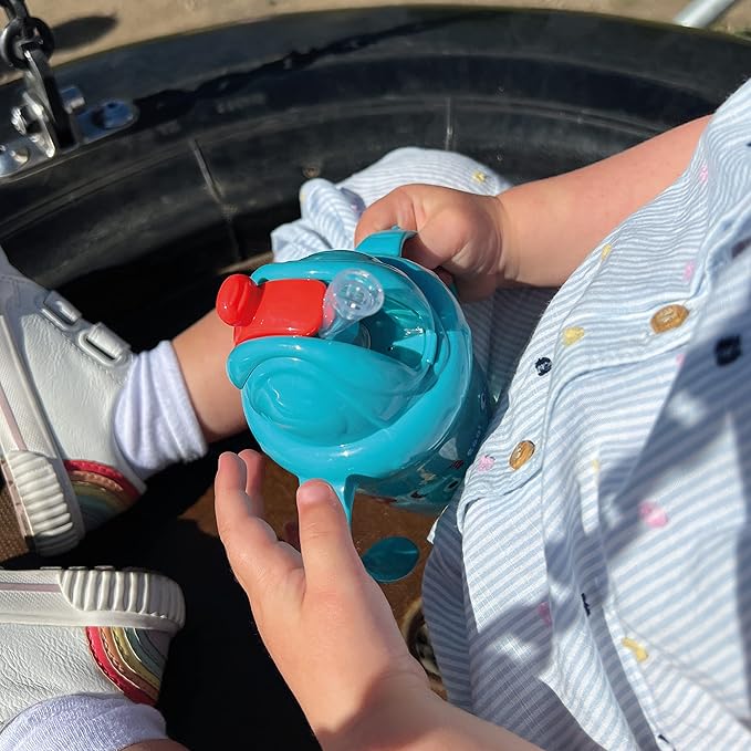 Flip N Sip No - Spill Kids Straw Cup (240ml) – Weighted Straw Silicone Training Cup with Easy - Grip Handles, Sliding Hygiene Lid, BPA - Free Toddler Bottle - Adenzo Comfies