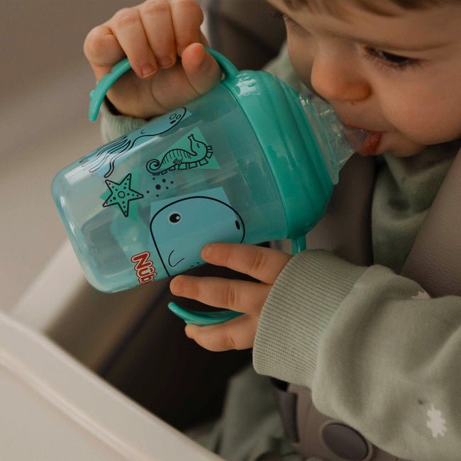 Grip n Sip No - Spill Baby Training Cup (240ml) – SoftFlex Silicone Spout Sippy Cup with Easy - Grip Handles, BPA - Free Toddler Cup (4+ Months) - Adenzo Comfies