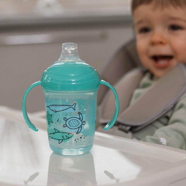 Grip n Sip No - Spill Baby Training Cup (240ml) – SoftFlex Silicone Spout Sippy Cup with Easy - Grip Handles, BPA - Free Toddler Cup (4+ Months) - Adenzo Comfies