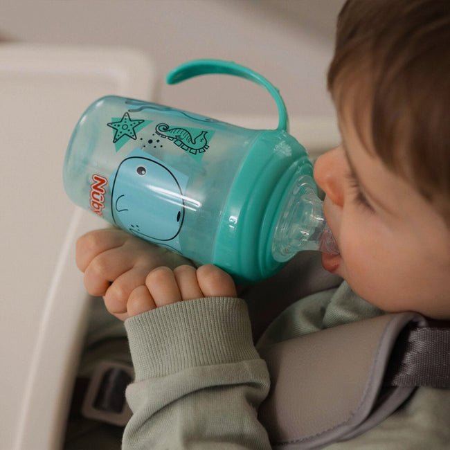 Grip n Sip No - Spill Baby Training Cup (240ml) – SoftFlex Silicone Spout Sippy Cup with Easy - Grip Handles, BPA - Free Toddler Cup (4+ Months) - Adenzo Comfies
