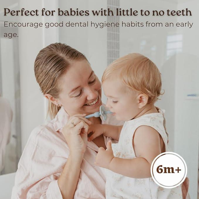 Haakaa 360° Silicone Baby Toothbrush – 100% Soft Food Grade Silicone, BPA - Free, Suction Base, Safe for Babies 6 Months+, Gentle Gum and Teeth Cleaning for Infants, Gum Massager - Adenzo Comfies