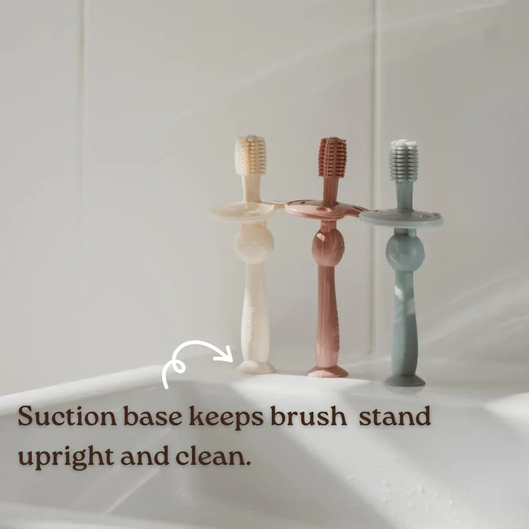 Haakaa 360° Silicone Baby Toothbrush – 100% Soft Food Grade Silicone, BPA - Free, Suction Base, Safe for Babies 6 Months+, Gentle Gum and Teeth Cleaning for Infants, Gum Massager - Adenzo Comfies