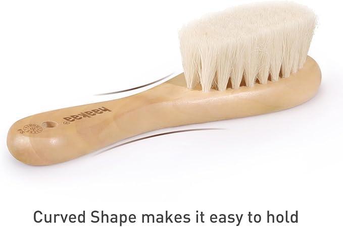 haakaa Baby Hair Brush and Comb Set for Newborns & Toddlers - Natural Soft Goat Bristles and Wooden Handle, Gently Grooms Baby's Hair, Ideal for Cradle Cap, Perfect Baby Gift, 2pk - Adenzo Comfies