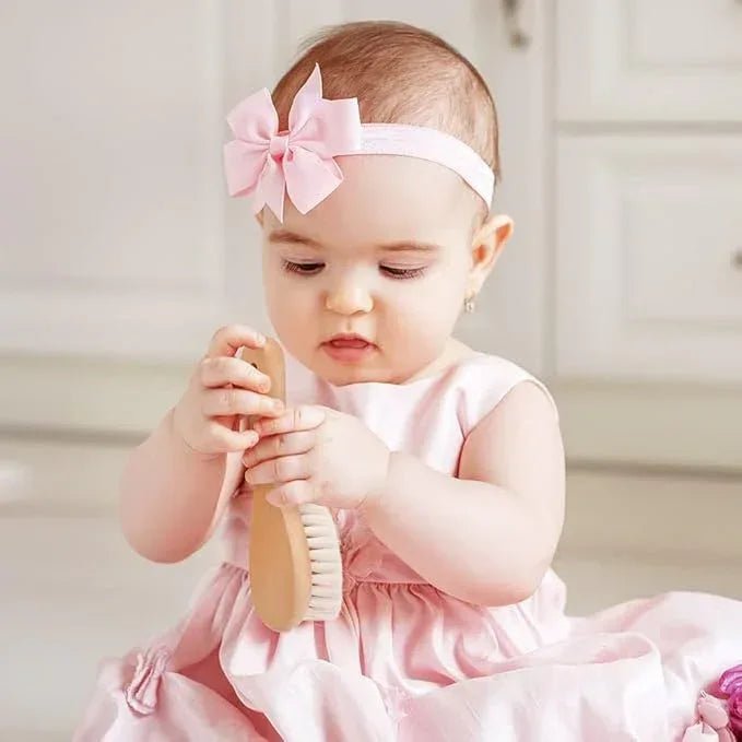 haakaa Baby Hair Brush and Comb Set for Newborns & Toddlers - Natural Soft Goat Bristles and Wooden Handle, Gently Grooms Baby's Hair, Ideal for Cradle Cap, Perfect Baby Gift, 2pk - Adenzo Comfies