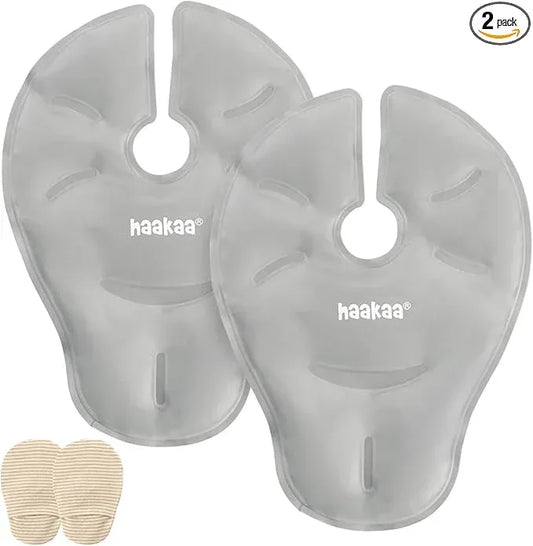 haakaa Hot & Cold Reusable Breast Therapy Pads - 2pk (SUVA Grey) Nursing Pads for Breastfeeding, Improve Milk Flow, Relieve Engorgement, Mastitis & Plugged Ducts - Adenzo Comfies