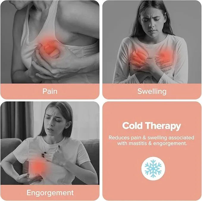 haakaa Hot & Cold Reusable Breast Therapy Pads - 2pk (SUVA Grey) Nursing Pads for Breastfeeding, Improve Milk Flow, Relieve Engorgement, Mastitis & Plugged Ducts - Adenzo Comfies