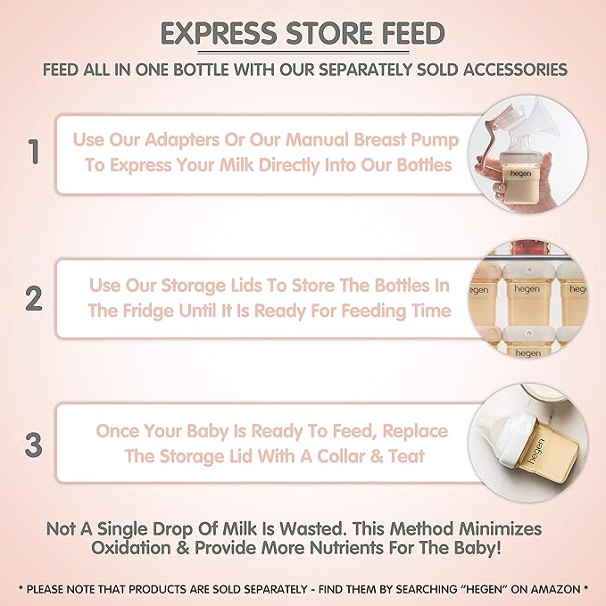 hegen Baby Bottles - Anti Colic Baby Bottles Wide Neck- Breastfeeding System 240ML/330ML with Medium Flow Teats