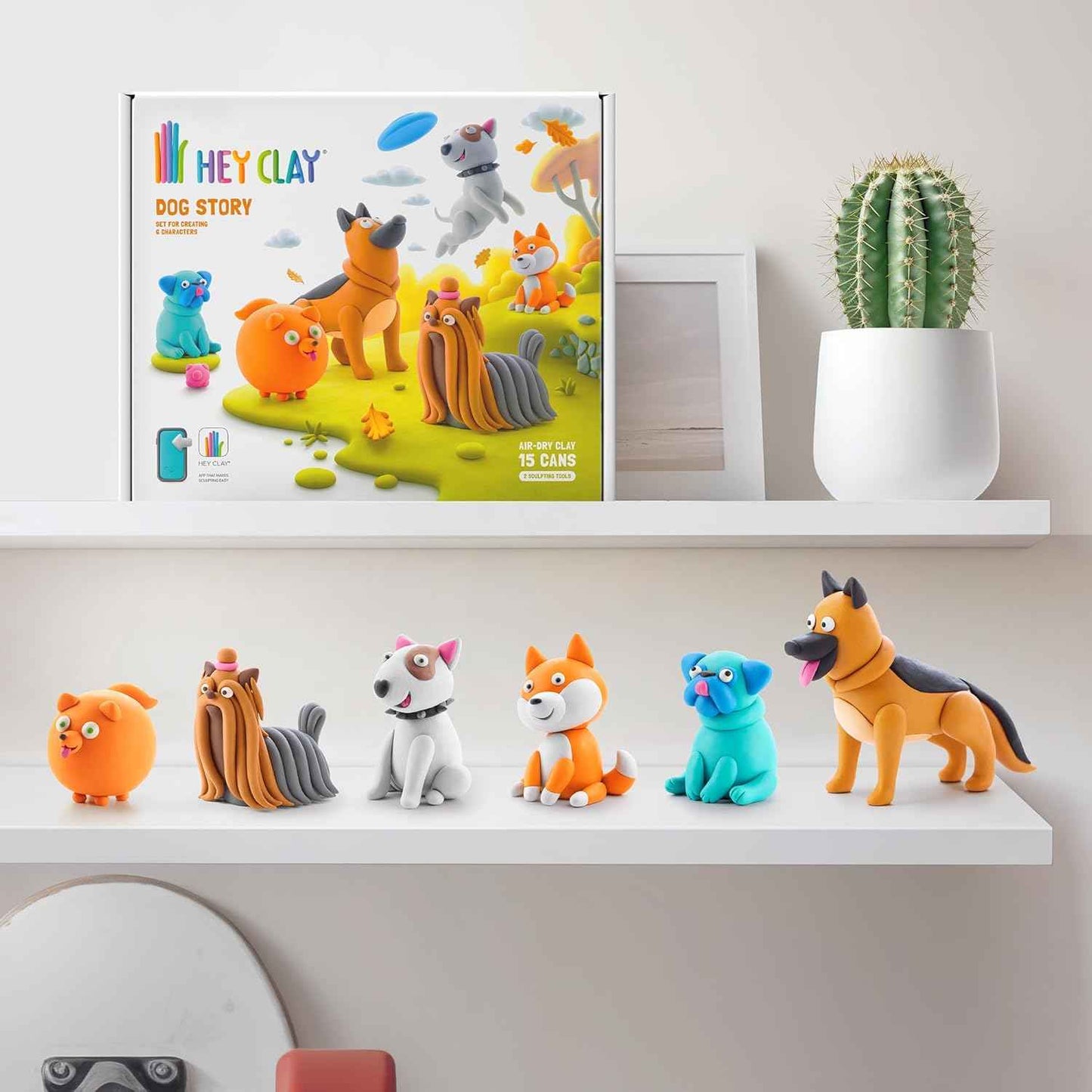 HEY CLAY Dog Story - Air Dry Clay Kit with Interactive App for Kids & Tweens, Modeling Clay and Crafts Set for Kids Ages .
