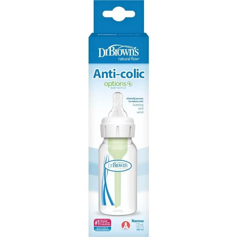 Dr Brown's Natural Flow Options + Narrow Baby Bottle, 120 ml, Pack of 1 - Adenzo Comfies