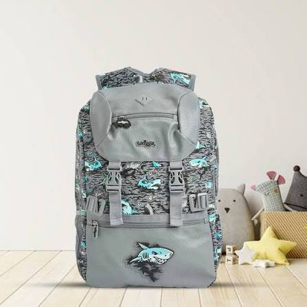Smiggle Away Foldover Backpack Grey , 3Y+.