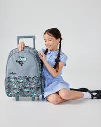 Smiggle Wild Side Kids Trolley Backpack with Wheels – Rolling School Bag with Retractable Handle - Adenzo Comfies