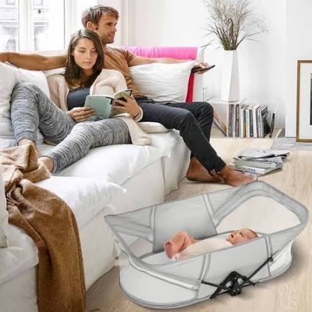 Travel Bassinet & Co Sleeper Baby Crib Folding Mosquito Protection Net Mesh Canopy – Portable Infant Bed Tent with Insect Repellent Cover, Breathable Safety Shield for Newborns and Toddlers - Adenzo Comfies