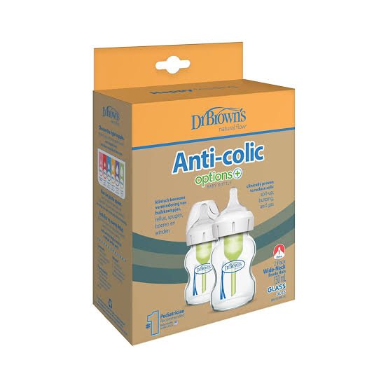 Dr. Brown’s Options+ Glass Baby Bottles – 150ml, Pack of 2, Wide‑Neck Anti‑Colic Vent System, BPA‑Free Silicone Teat - Adenzo Comfies