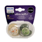 Philips Avent Ultra Soft Soother - 2 x Soft and Flexible Baby Soothers for Babies Aged 0‑6 Months, BPA-Free with Steriliser Carry Case (Model SCF091/07)