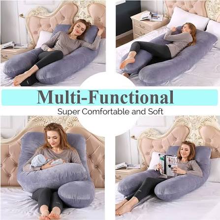 Nuliie Pregnancy Pillow for Sleeping, U Shaped Full Body Pillow | Washable Velvet Cover, Support for Back, Hips, Legs for Pregnant Women and Side... - Adenzo Comfies