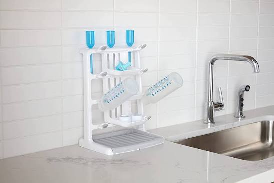 Munchkin Tidy Dry Vertical Bottle Drying Rack – Space-Saving Rack for Baby Bottles & Accessories (White) - Adenzo Comfies